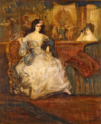 Tiyatroda Bir Kutuda Kadın (tuval üzerine yağlı boya) by Charles Edward Conder