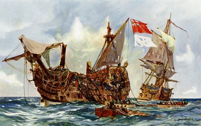Capture of the Mars by the Nottingham  by Charles Edward Dixon