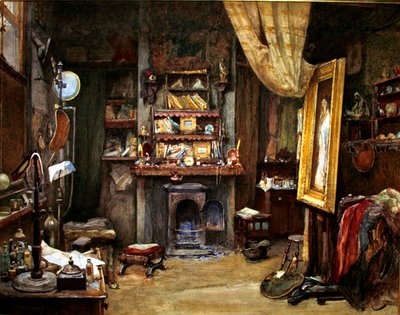Sanatçının Stüdyosu (kağıt üzerine gövde rengi ile sulu boya) by Charles Edward Holloway