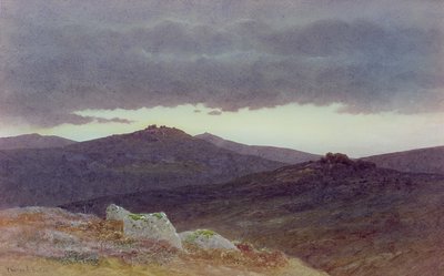Dartmoor üzerinde alacakaranlık (kağıt üzerine suluboya) by Charles Edward Jr. Brittan