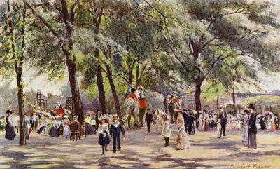 Londra Hayvanat Bahçesi: Fillerle Geniş Yürüyüş (renkli taş) by Charles Edwin Flower