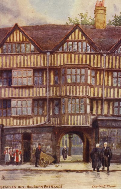 Staples Inn, Holborn Girişi, Londra by Charles Edwin Flower