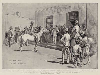 Bulawayo Yolunda, Mafeking'de Açık Artırma Yoluyla At Satmak by Charles Edwin Fripp