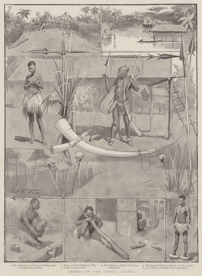 Kongo, Afrika ile ilgili sahneler by Charles Edwin Fripp