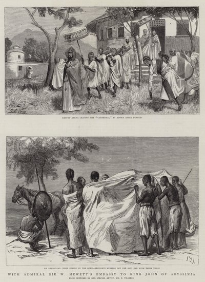 Amiral Sir W Hewett'in Habeş Kralı John Büyükelçiliği ile by Charles Edwin Fripp