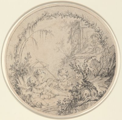 Balık Ağı ile Üç Putti by Charles Eisen