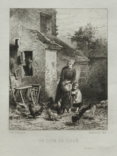 Avludan Bir Köşe. by Charles Emile Jacque