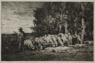 Ormanın Kenarında Bir Sürü by Charles Emile Jacque