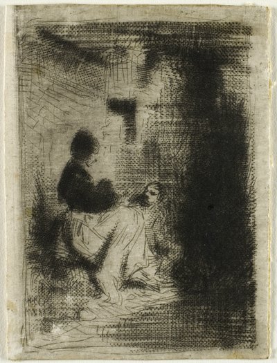 bir kadın ve çocuğu by Charles Emile Jacque