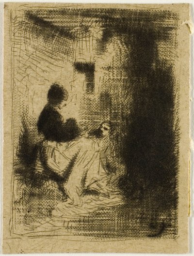 bir kadın ve çocuğu by Charles Emile Jacque