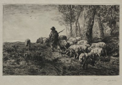 domuz sürüsü by Charles Emile Jacque