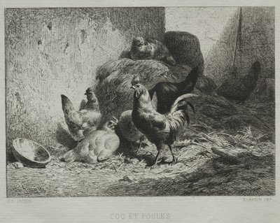 horoz ve tavuklar by Charles Emile Jacque
