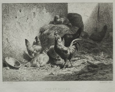 Horoz ve Tavuklar. by Charles Emile Jacque
