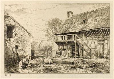 Köylü Konutunun Avlusu by Charles Emile Jacque
