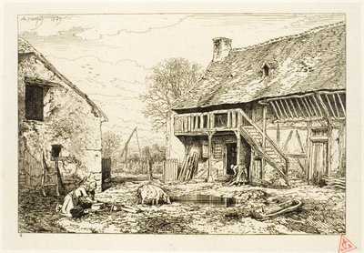 Köylü Konutunun Avlusu by Charles Emile Jacque
