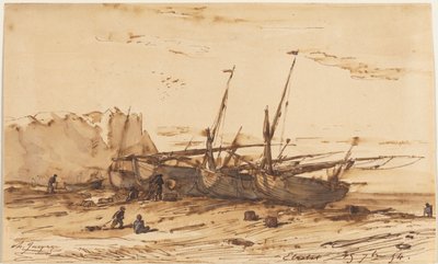 etretat by Charles Emile Jacque