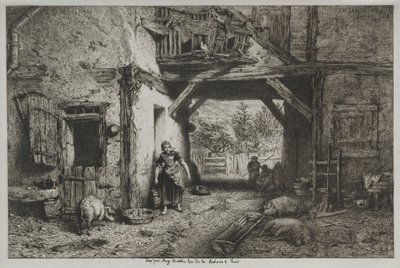 Çiftlik İç by Charles Emile Jacque