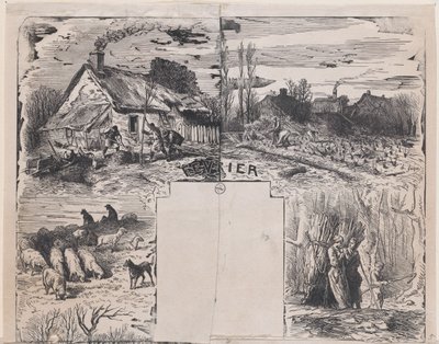 Rustik Konular Albümünden Şubat, 1859. by Charles Emile Jacque