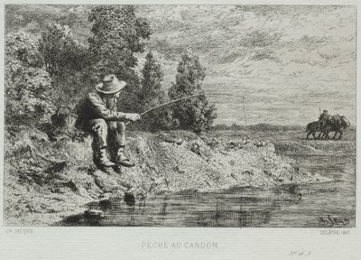 Balık tutma. by Charles Emile Jacque
