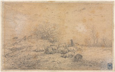 domuz sürüsü by Charles Emile Jacque