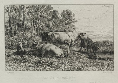 Hollanda İnekleri. by Charles Emile Jacque