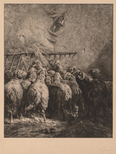 Koyun Muhafazasının İçi. by Charles Emile Jacque