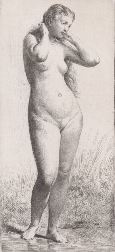 Banyodaki Genç Kadın, 1866. by Charles Emile Jacque
