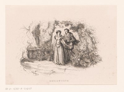 Çift bir bahçede Kenilworth (nesne üzerindeki başlık) by Charles Emile Jacque