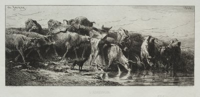 LAbreuvoir, 1866. by Charles Emile Jacque