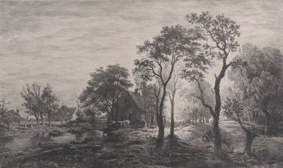 Manzara, Eglon van der Neer tarafından yapılan bir eskizden sonra, 1862. by Charles Emile Jacque