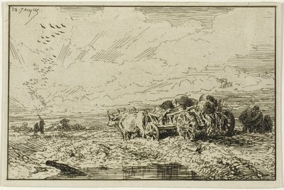 Öküz Vagonu ile Manzara by Charles Emile Jacque
