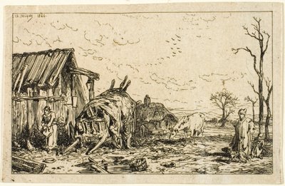 Bağlantısız Arabalı Manzara by Charles Emile Jacque