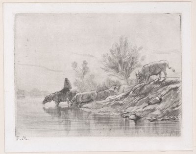 Sığırlarla manzara, 1848. by Charles Emile Jacque
