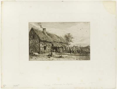 Köylü Konutu ile Peyzaj by Charles Emile Jacque
