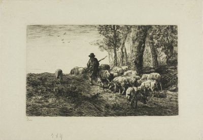 Domuz sürüsü olan adam by Charles Emile Jacque