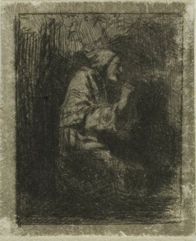 keşiş dua ederken by Charles Emile Jacque