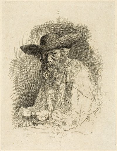 karışıklık teneke ile yaşlı adam by Charles Emile Jacque