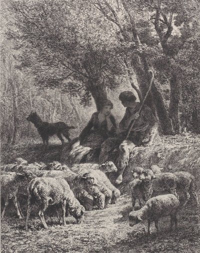 Pastoral Sahne, 1864. by Charles Emile Jacque