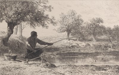 Balık avı, 1864. by Charles Emile Jacque