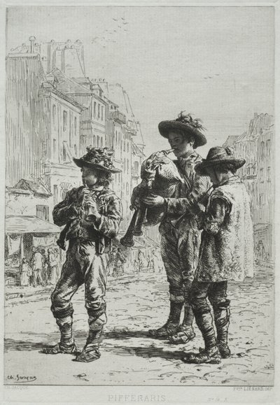 Pifferaris. by Charles Emile Jacque