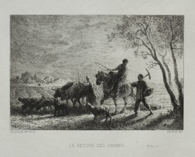 Tarlalardan Dönüş. by Charles Emile Jacque