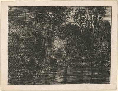 Gece nehir kıyısı by Charles Emile Jacque