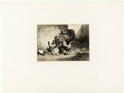 Horoz ve Tavuklar by Charles Emile Jacque