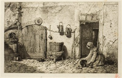 Bulaşıkçı kadın by Charles Emile Jacque