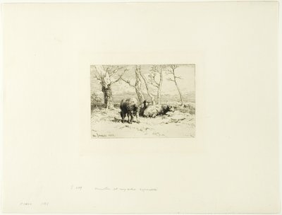 Koyun ve Beş Ağaç by Charles Emile Jacque
