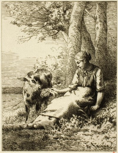 Ormanın Kenarında Koyun Sürüsü ile Çoban by Charles Emile Jacque