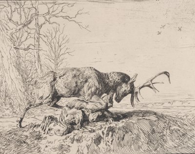 Bir Kurtla Dövüşen Geyik, Antoine Louis Barye