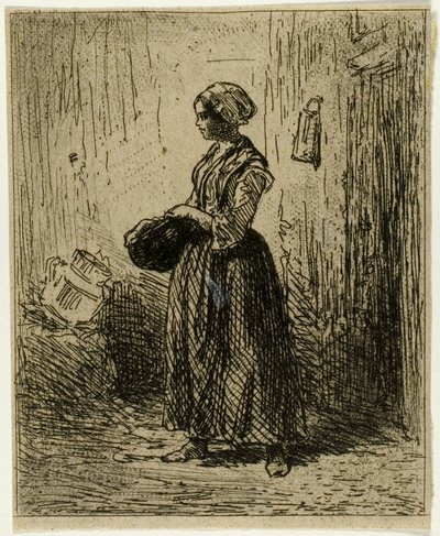 Ayakta Köylü Kadın by Charles Emile Jacque