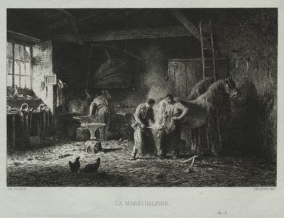 Demirci Dükkanı. by Charles Emile Jacque