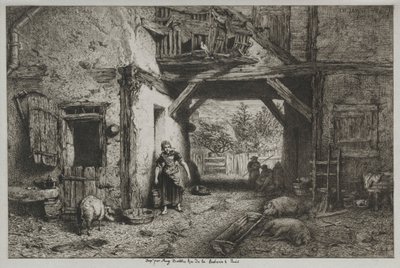 Çiftlik Bahçesi. by Charles Emile Jacque